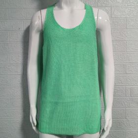 Men's Summer Loose Sleeveless Knitted Vest (Option: Green-M)