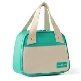 Color Block Thickened Insulated Lunch Bag, Water-Resistant Oxford Cloth Handheld Bento Pouch, Portable Lunch Tote for Students & Office Workers (Color: Green)